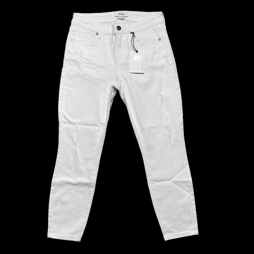 Pistola Lightly Distressed Mid Rise Skinny Jeans 28